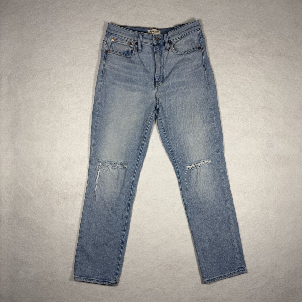 Madewell Jeans Womens 27 High Rise Slim Crop Boyjean Distressed Ripped Denim